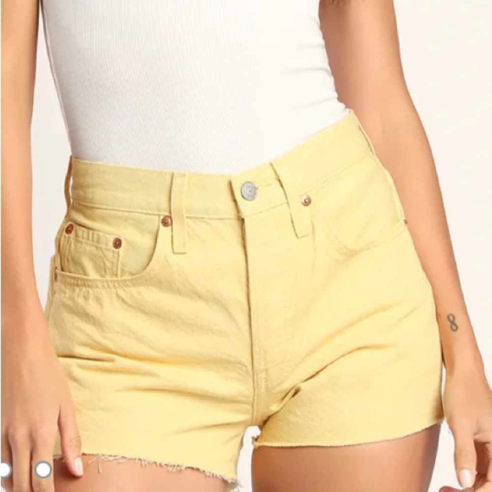 Levi’s 501 Original Yellow Cutoff Denim Shorts